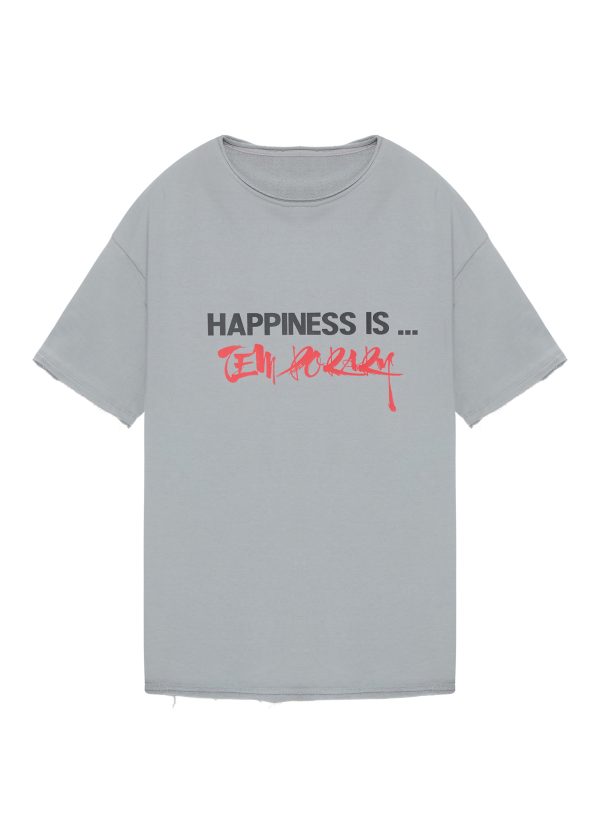 Футболка оверсайз з необробленими краями HAPPINESS